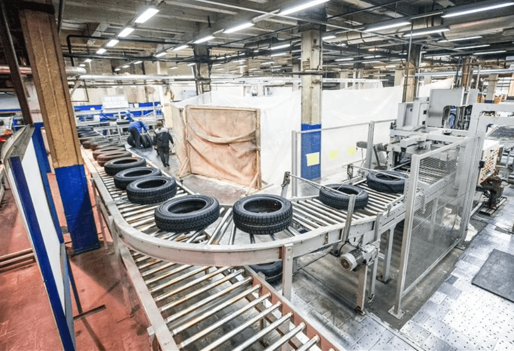 tires on conveyor belt